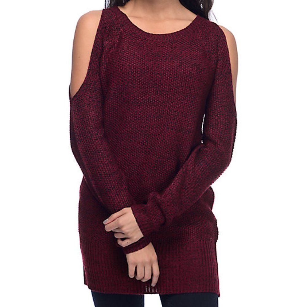 Burgundy Cold Shoulder Top Sz S